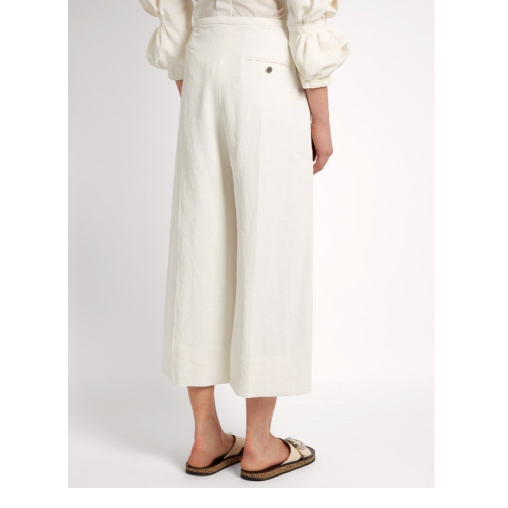 Lemaire Wide legged cropped coated linen pant - Picture 2 of 15